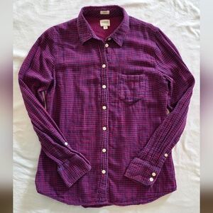 J. Crew Women's Pink And Blue Checkered Button Down Shirt